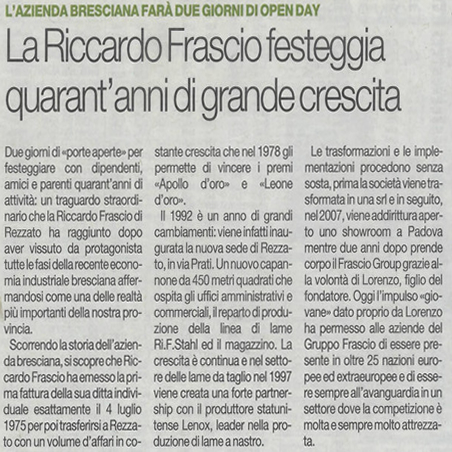 La Riccardo Frascio festeggia quarant'anni di grande crescita